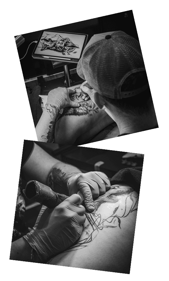 Tatouages réalisés par Le Trait Noir, tatoueur à Villecresnes